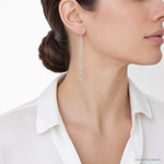 Sterling Silver Polished Triple Graduated Ball Threader Earrings - Model Shot