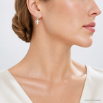 Sterling Silver Polished Cross in Heart Post Dangle Earrings - Model Shot