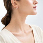 Sterling Silver Rhodium-plated 2mm Round Hoop Earrings - Model Shot