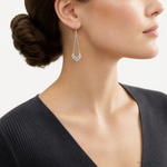 Sterling Silver Rhodium-plated Filigree Dangle Earrings - Model Shot
