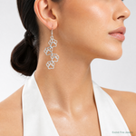 Sterling Silver Four Paw Prints Earrings - Model Shot