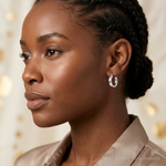 Sterling Silver Polished 6mm Round Hoop Earrings - Model Shot
