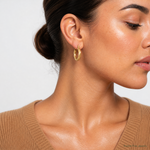 Sterling Silver Gold Flash Plated Twisted 4x25mm Hoop Earrings - Model Shot