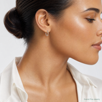 Sterling Silver Rhodium-plated 2mm Round Hoop Earrings - Model Shot