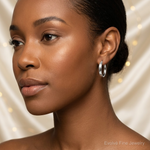 Sterling Silver Rhodium-plated Polished 5mm Oval Hoop Earrings - Model Shot
