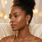 Sterling Silver Polished 6mm Round Hoop Earrings - Model Shot