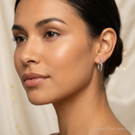 Sterling Silver Rhodium Plated 2mm Twisted Hoop Earrings - Model Shot