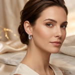 Sterling Silver Rhodium-plated Polished Hollow Hoop Earrings - Model Shot