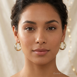 Sterling Silver Rhodium-plated Vermeil Triple Hoop Earrings - Model Shot