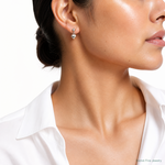 Sterling Silver Dangle Heart Post Earrings - Model Shot