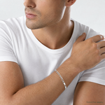 Sterling Silver 4.3mm Pavé Flat Figaro Chain - Model Shot
