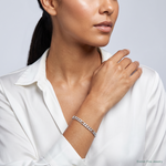 Sterling Silver Rhodium-plated 4.3mm Pavé Flat Figaro Chain - Model Shot