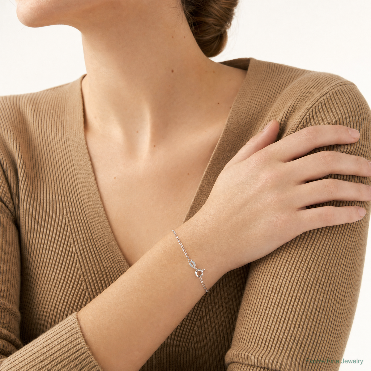 Sterling Silver 1.2mm Figaro Chain - Model Shot