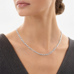 Sterling Silver Rhodium-plated 4.5mm Figaro Chain - Model Shot