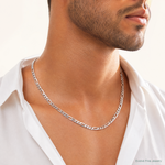 Sterling Silver Rhodium-plated 5.25mm Figaro Chain - Model Shot