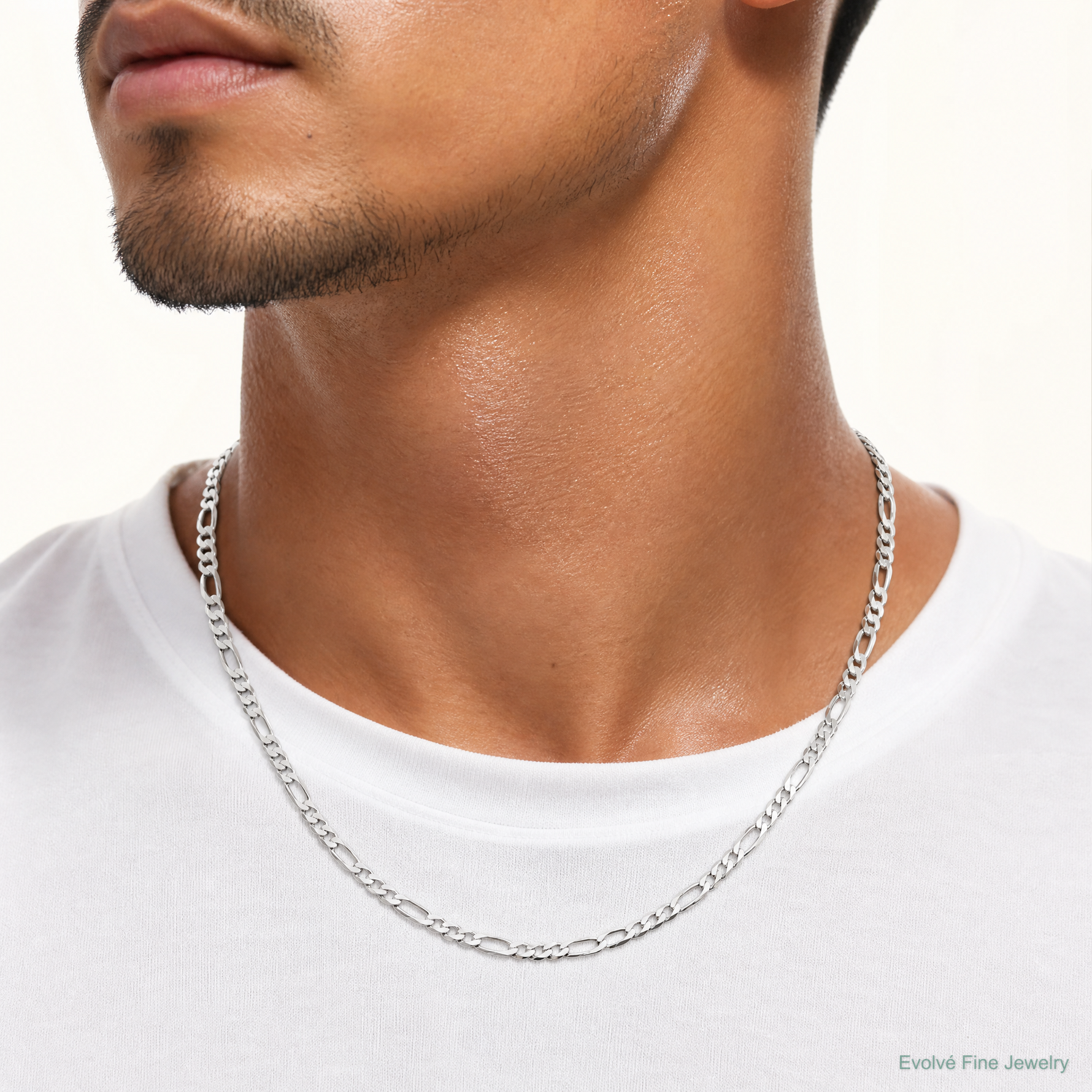 Sterling Silver 8mm Figaro Chain - Model Shot