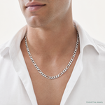 Sterling Silver Rhodium-plated 9mm Figaro Chain - Model Shot