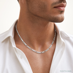 Sterling Silver 10.75mm Figaro Chain - Model Shot