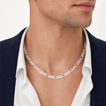 Sterling Silver 15mm Figaro Chain - Model Shot