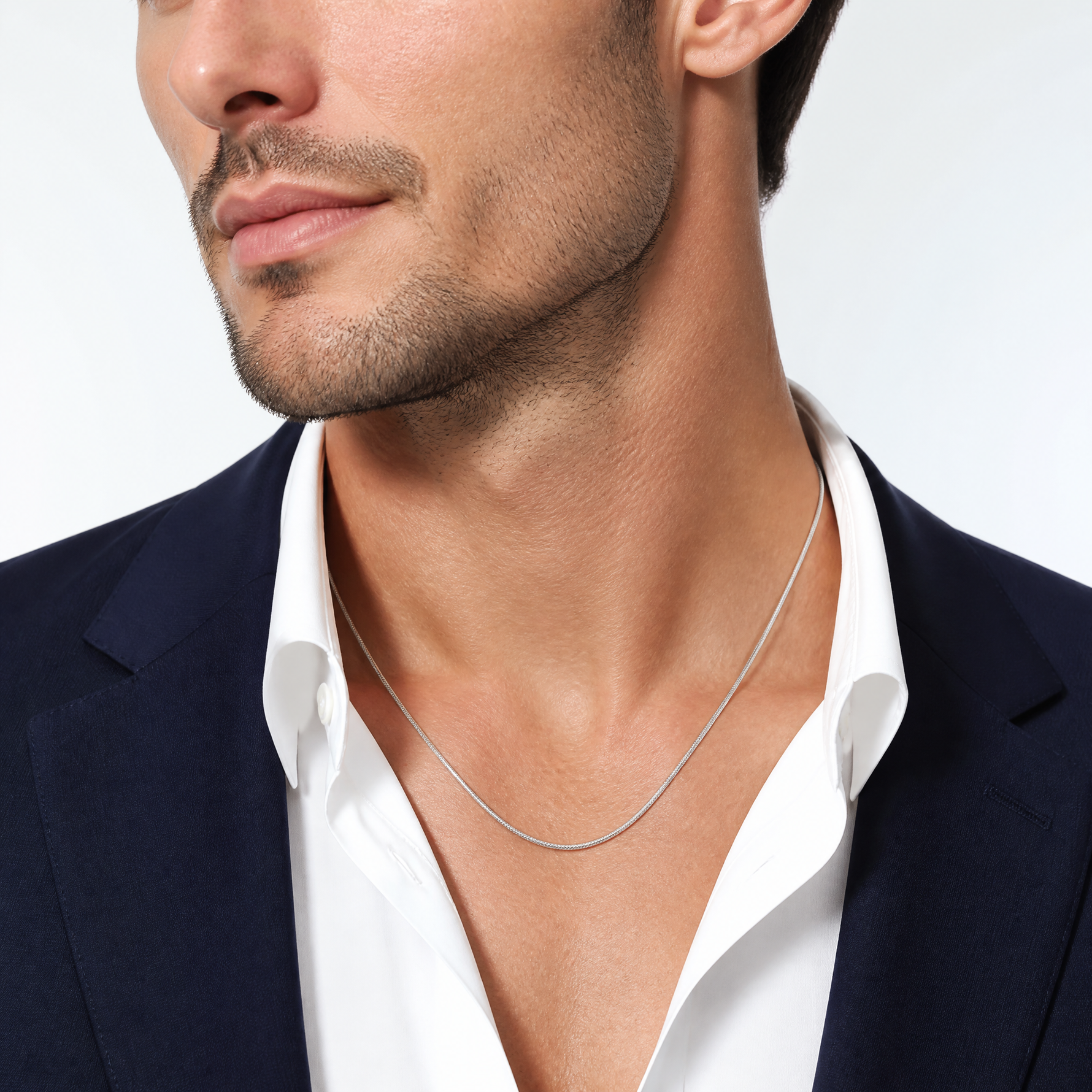 Sterling Silver .85mm Diamond-cut Snake Chain - Model Shot