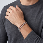 Sterling Silver 7.6mm Double Link Charm Bracelet - Model Shot