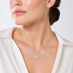 Sterling Silver Rhod-pltd Polished Open Heart CZ Journey 18in Necklace - Model Shot