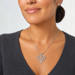 Sterling Silver Rhodium-plated Diam. Mom Necklace - Model Shot