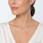 Sterling Silver YG-plated Small Sideways Curved Cross Necklace - Model Shot