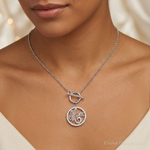 Sterling Silver Rhodium-plated Polished CZ MOM 18 inch Necklace - Model Shot