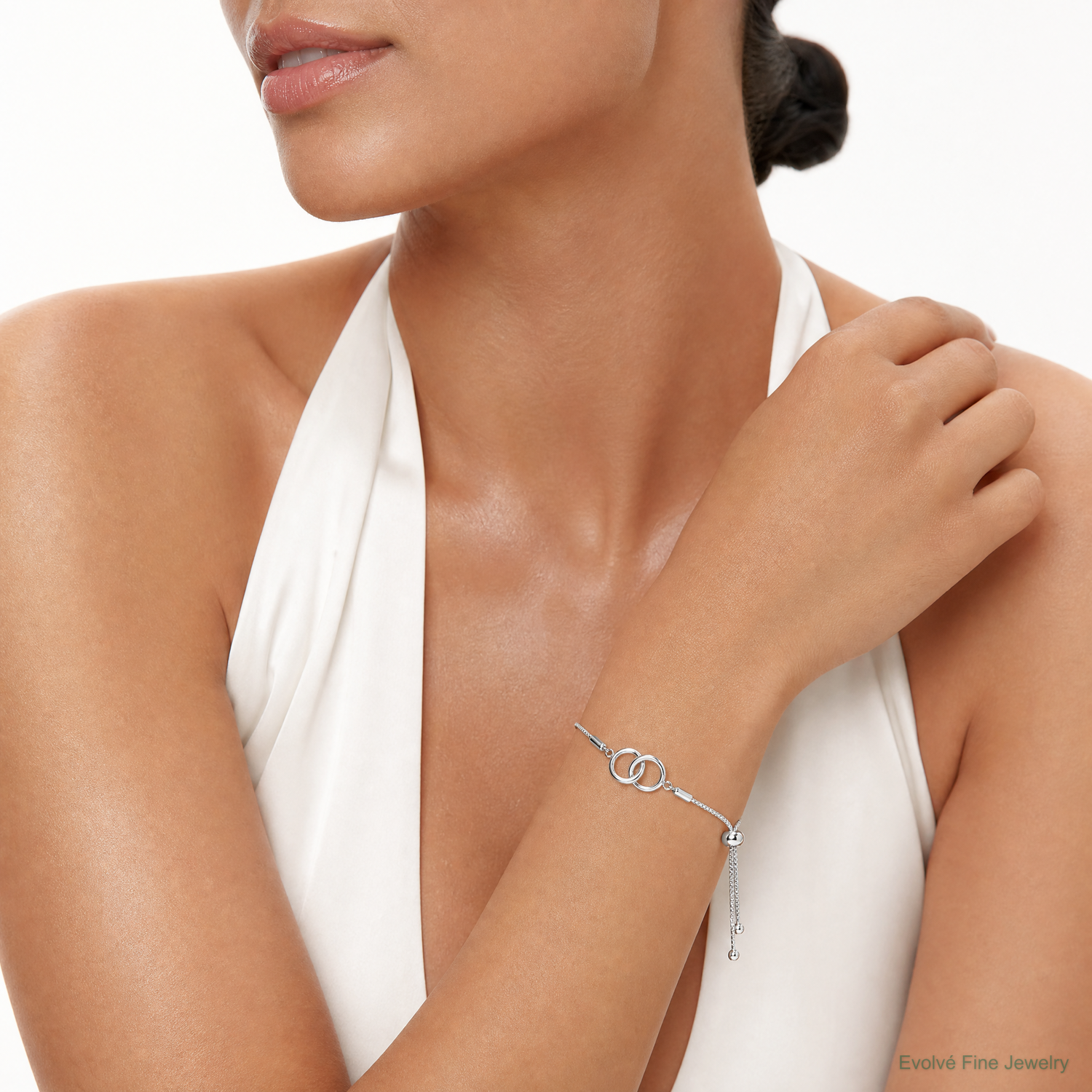 Sterling Silver Polished Adjustable Bracelet - Model Shot
