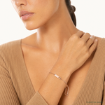 Sterling Silver Rose Gold-tone Polished Bar w/ Heart Adjustable Bracelet - Model Shot