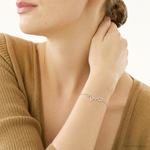 Sterling Silver Polished Rhodium Micro PavÃ© CZ Heartbeat Adj. Bracelet - Model Shot