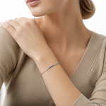 Sterling Silver Rhodium Created Blue Spinel & CZ Adjustable Bracelet - Model Shot