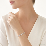 Sterling Silver Polished Rhodium-plated CZ Adjustable Bracelet - Model Shot