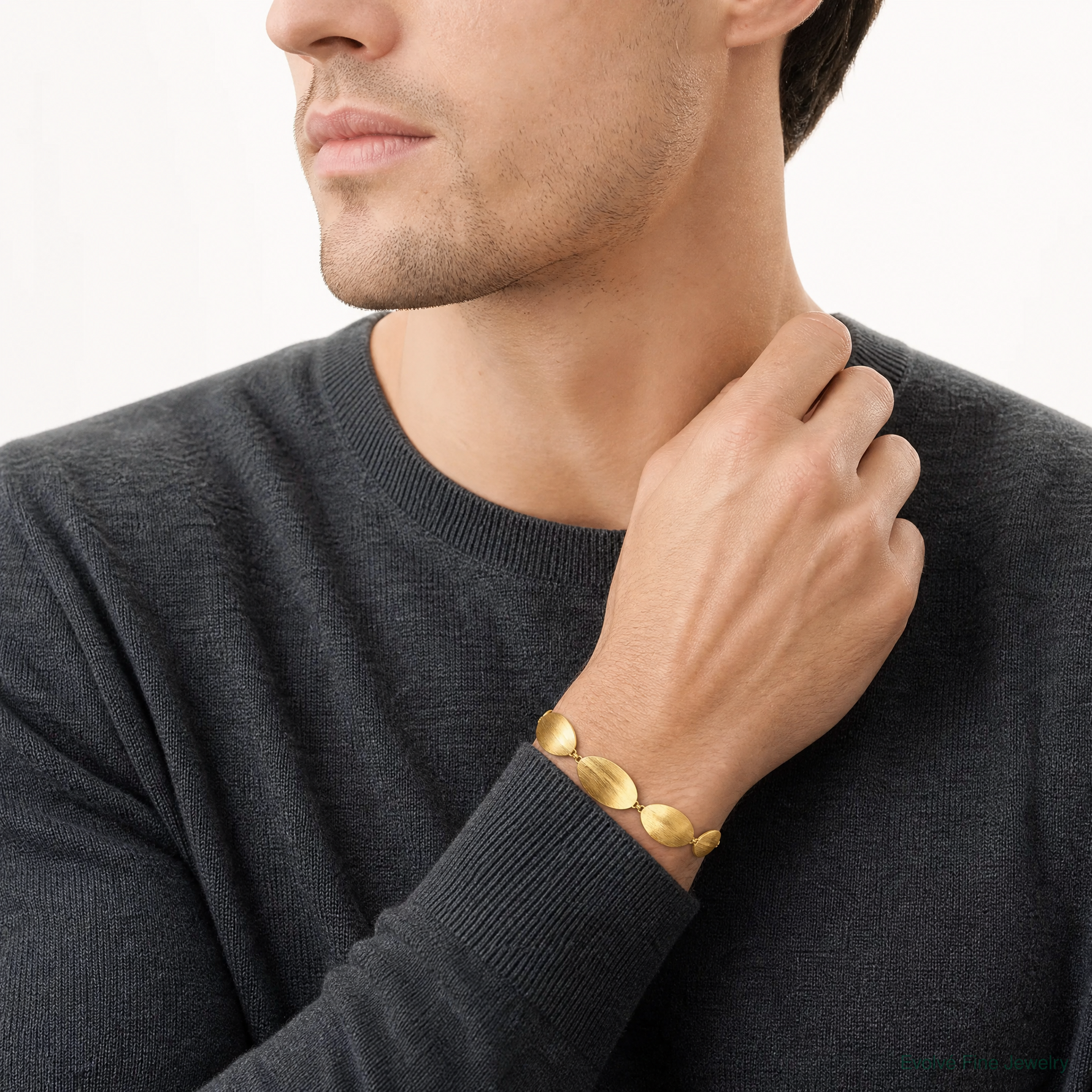 Sterling Silver Gold-plated Brushed w/ 1.25in ext. Bracelet - Model Shot