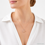 Sterling Silver Polished Rose-tone CZ Heart 18in Necklace - Model Shot