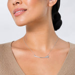 Sterling Silver CZ Dragonfly Bar Necklace - Model Shot