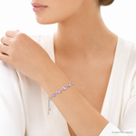 SterlingSilver Rhod-plated Amethyst 7.5AM & CZ Adjustable Bracelet - Model Shot