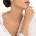 Sterling Silver Polished CZ Adjustable Bracelet - Model Shot