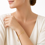 Sterling Silver Gold-plated Open Star with CZ Adjustable Bracelet - Model Shot