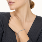 Sterling Silver Rhodium-plated Fancy Link Adjustable Bolo Bracelet - Model Shot
