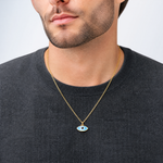 Sterling Silver Gold-plated Enamel Evil Eye w/1in ext. Necklace - Model Shot
