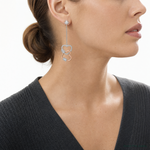 Pure Fire Sterling Silver Rhod-plated Rose-tone CZ Hearts Dangle Post Earri - Model Shot