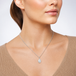 Sterling Silver RH-plated Miraculous Medal Link 16in w/2in ext. Necklace - Model Shot
