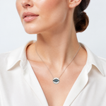 SS Multi Color CZ Evil Eye 16in w/2in ext Necklace - Model Shot