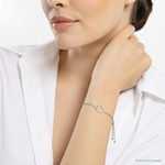 Sterling Silver Rhodium-plated CZ Heart Adjustable Bolo Bracelet - Model Shot