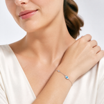 Sterling Silver CZ and Mother Of Pearl Evil Eye 6.75in w/.5in Ext Bracelet - Model Shot