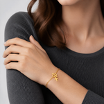 Sterling Silver Gold-tone Cross Paperclip Link 6.5in w/1in Ext Bracelet - Model Shot