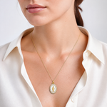 Sterling Silver Gold-plat CZ Enamel Miraculous Medal  w/2in ext. Necklace - Model Shot