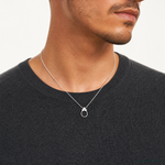 Sterling Silver Rhodium-plated CZ Textured Chain Slide Pendant - Model Shot